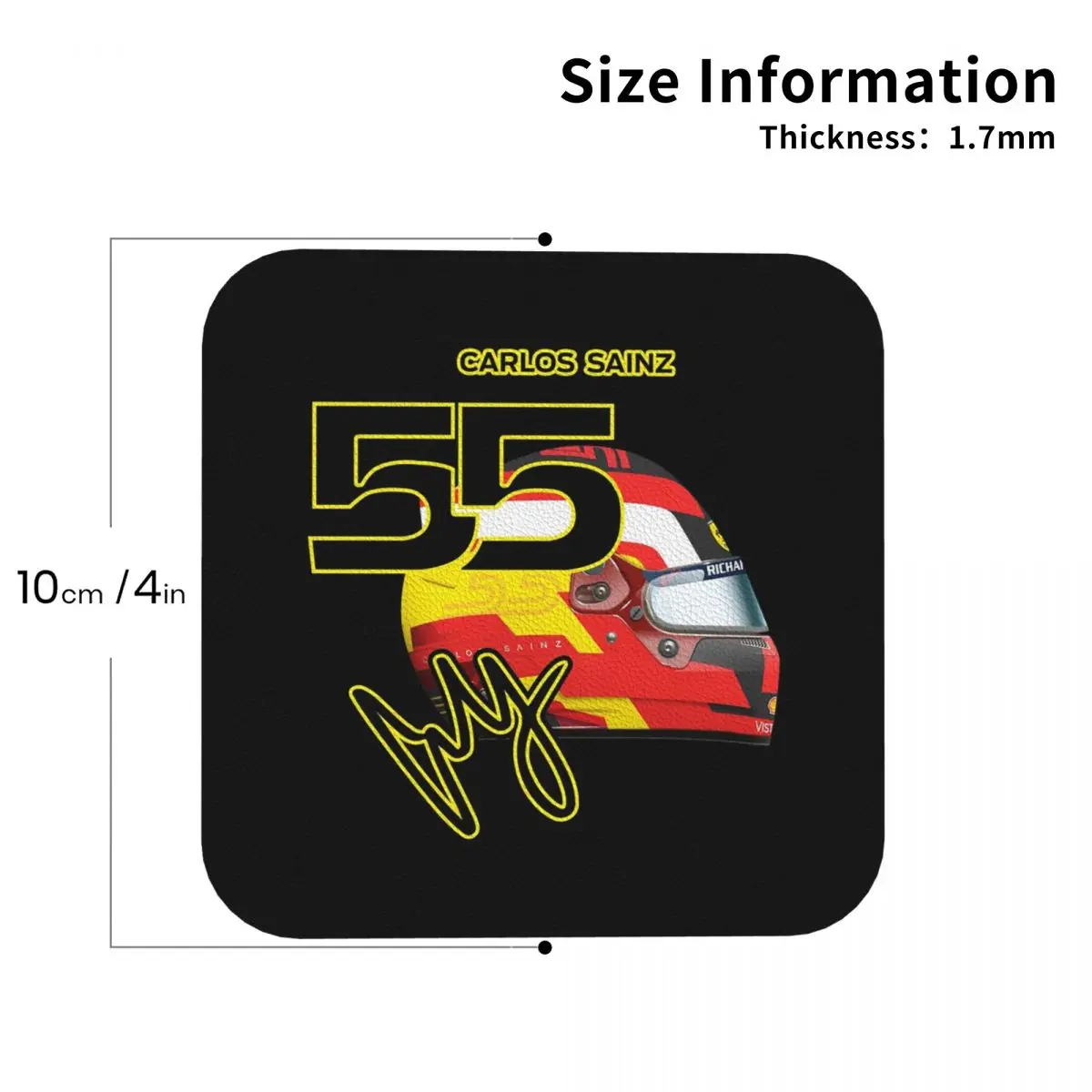 Carlos Sainz Jr F1 Signature Graphic - Dark Coasters Kitchen Placemats  Insulation Cup Coffee Mats Tableware Pads Set of 4