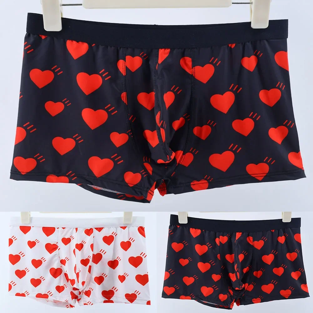 

Men Sexy Underwear Printing Mid Waist Boxer Shorts Breathable Flat Corner Trunks U-convex Panties Men Underpants Daily Wear