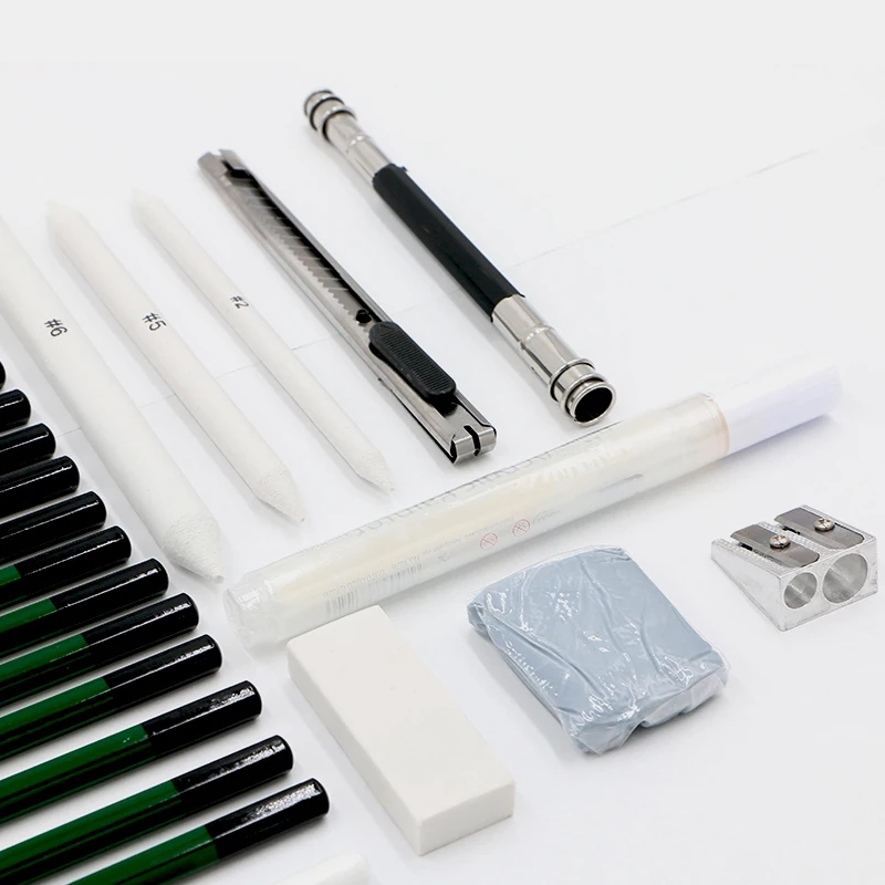 25 pcs Rolling Pencil Curtain Sketch Pencil Curtain Set Pencil Storage Bag Pencil Pouch for Graffiti Hand Drawing