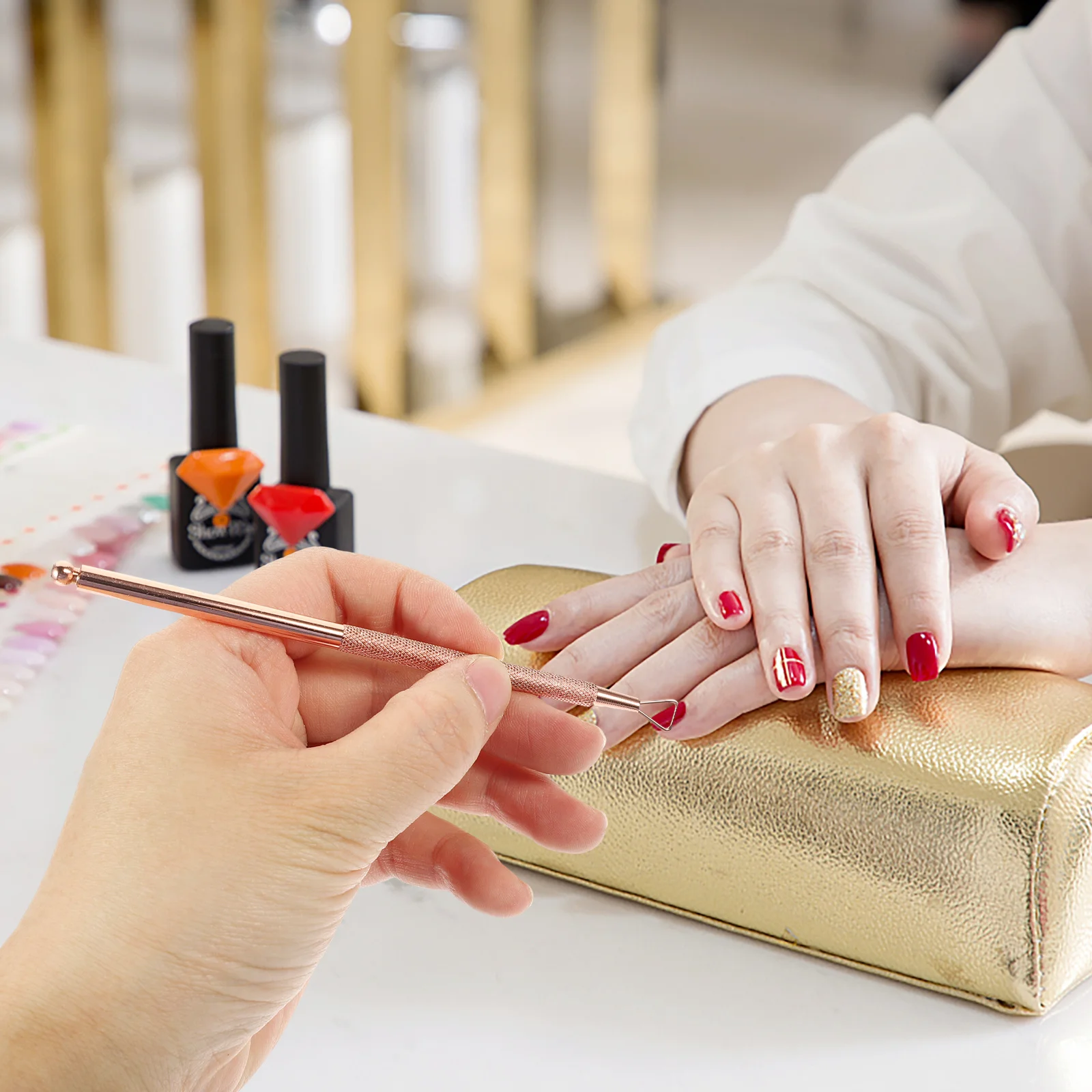 4 قطعة الفولاذ المقاوم للصدأ مسمار الفن أداة إزالة مثلث إهاب مقشرة مكشطة هلام البولندية الأنظف مقبض مريح للتقليم #6