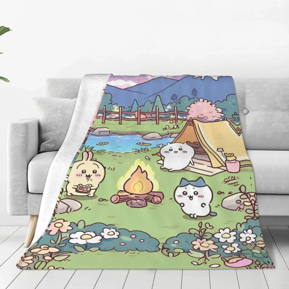 

Chiikawa Super Warm Blankets Girls Boys Airplane Travel Throw Blanket Flannel Bedspread For Home Decor Fluffy Sofa Bed Cover