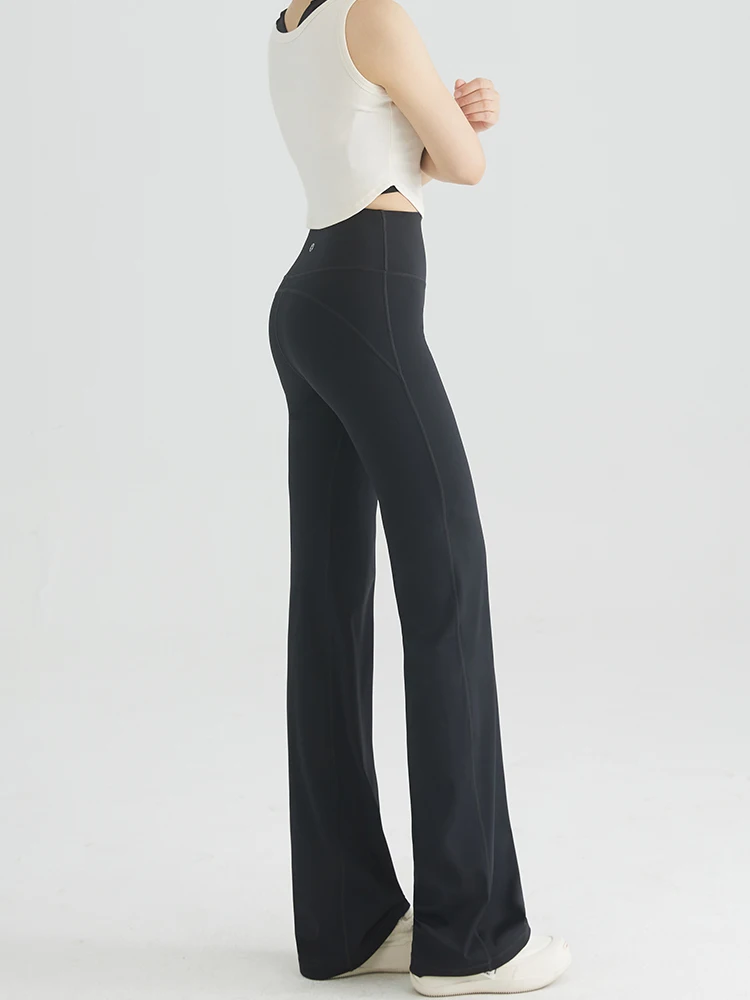 

High Waist Straight Leg Yoga Pants Women's Casual Wide Leg High Elastici Breathable Comfortable Bla High Waist Trousers