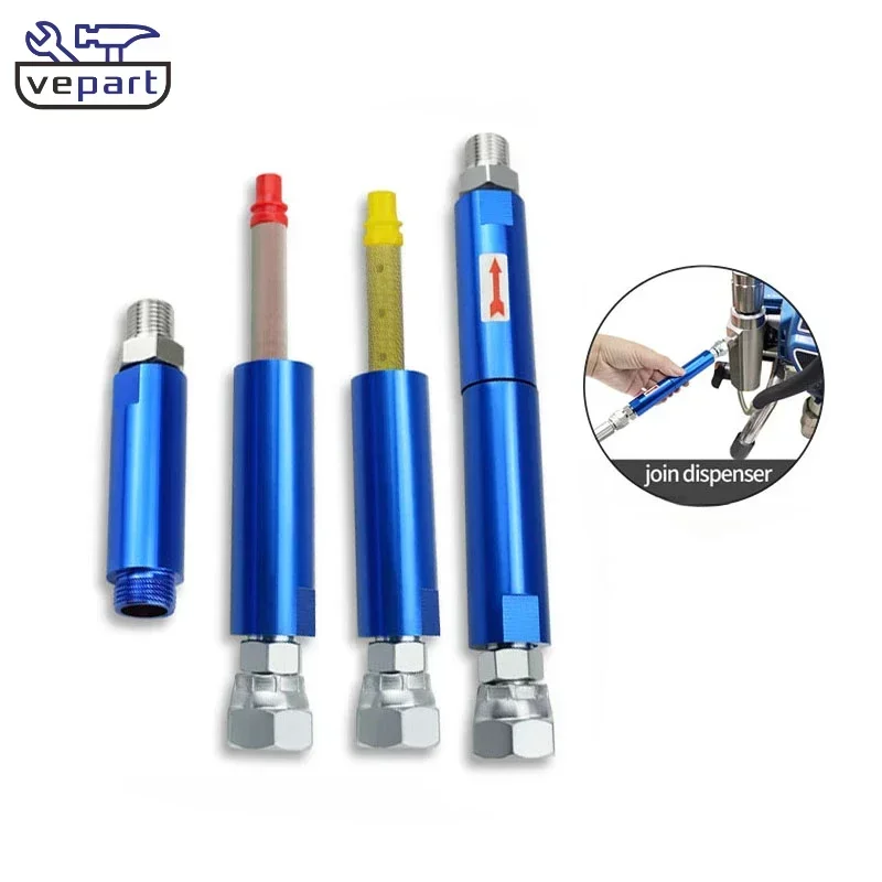 Vepart Blue Airless Spray Machine Filter With Two Connector Joint Adapters Airless Paint Spray Gun Accessories