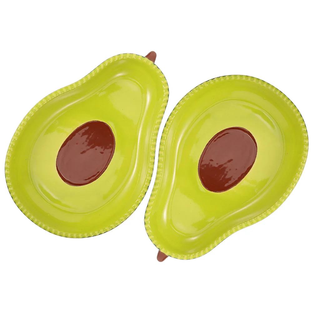 

2 Pcs Avocado Ceramic Bowl Watermelon Wood Fruit Spoon Holder for Stove Decorative Ceramics Marble