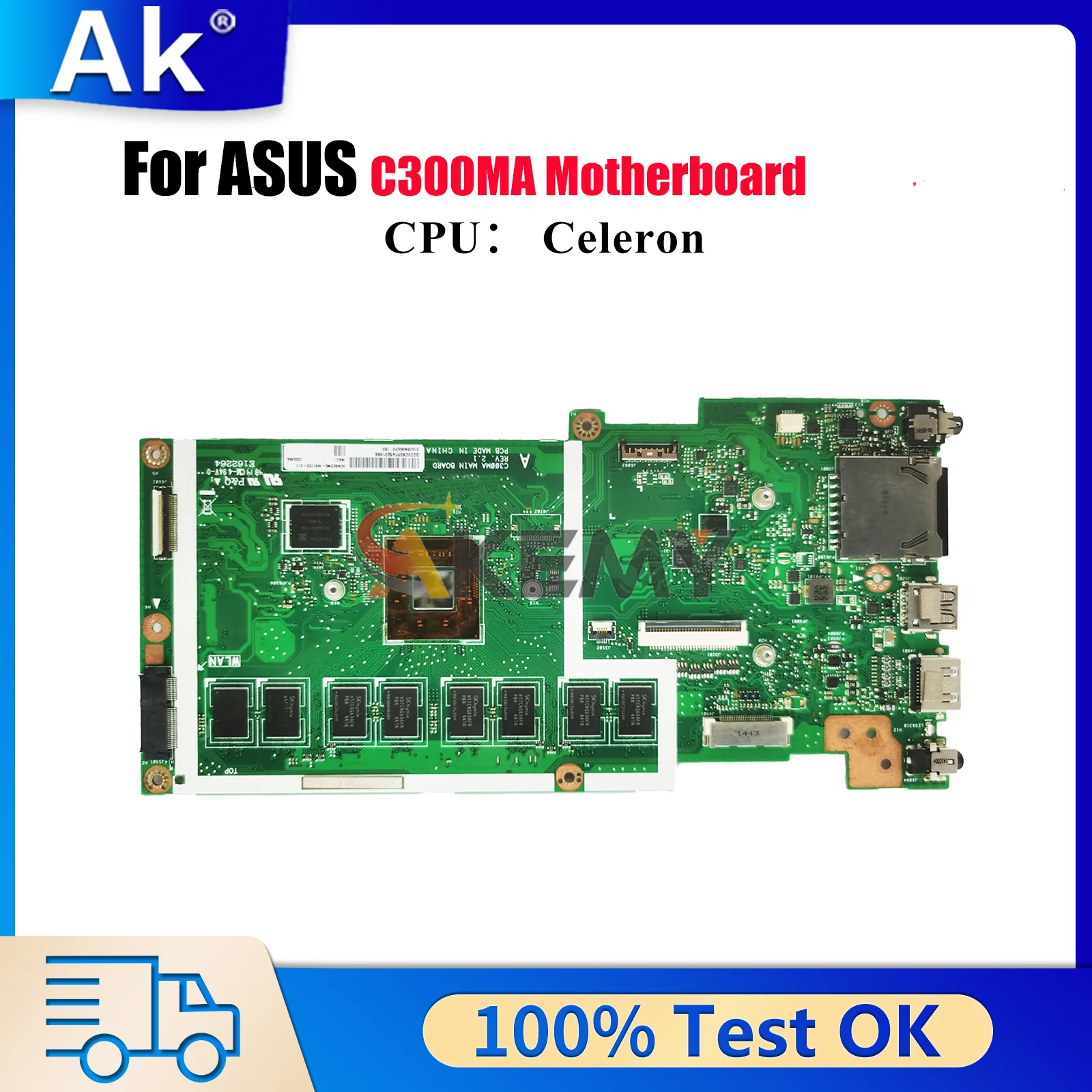 

Материнская плата для ноутбука C300MA для ASUS Chromebook C300M C300MA, материнская плата для ноутбука с процессором Celeron, 100% тестирование, ОК, быстрая доставка