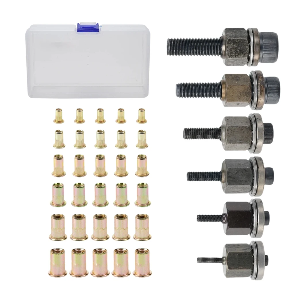 ABGE-M3 M4 M5 M6 M8 M10 remaches de mano tuerca pistola juegos de herramientas con caja 36 Uds conjunto remache accesorios de cabeza plana