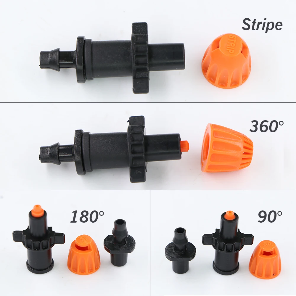 15 szt. 90 °/180 °/360 °/kąt rozpylania paska opcjonalnie dysza do podlewania 7.5mm nawadnianie ogrodu zraszacze regulowane pomarańczowe dysze