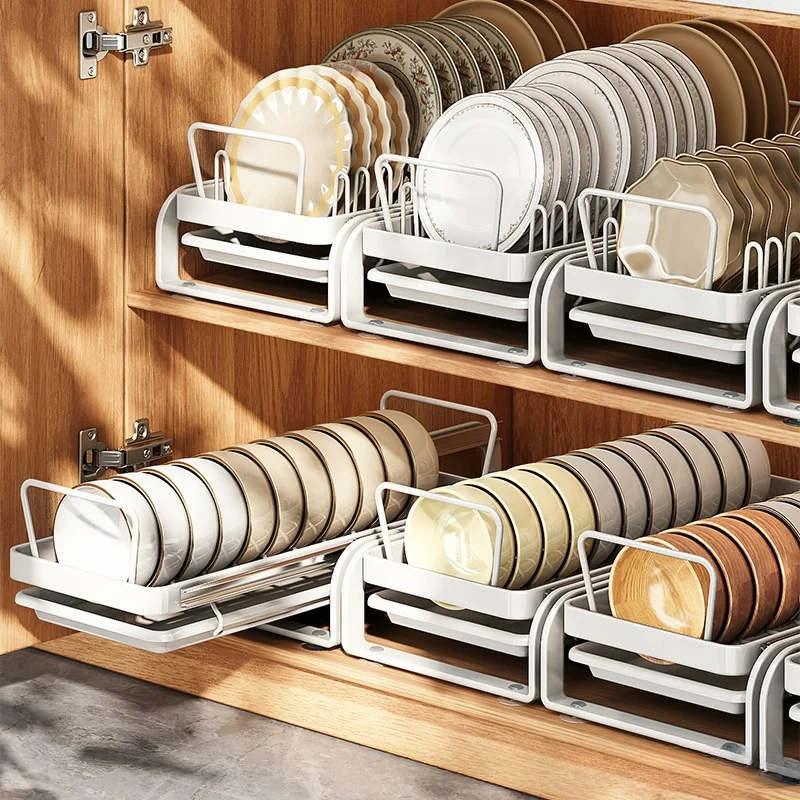 Kitchen Pull-Out Bowl And Dish Rack Cabinet Storage Rack Household Tableware Bowl And Dish Partition Multi-Layer Drawer Storage