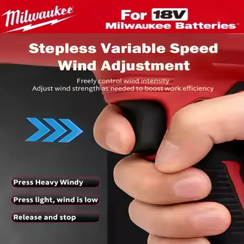 ميلووكي 30000r/دقيقة منفاخ الهواء الكهربائي سوبر قوة الرياح سيارة أداة إزالة الغبار اللاسلكي دبوس Turbojet مروحة 18 فولت بطارية