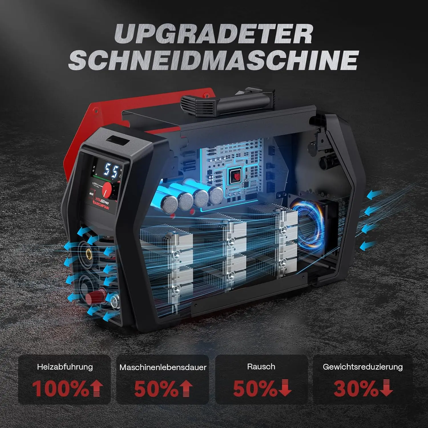 ARCCAPTAIN European Standard Plasma Cutting App Control 55 Amp Non-Touching 230V Large LED Screen 2T/4T Plasma Cutting Machine
