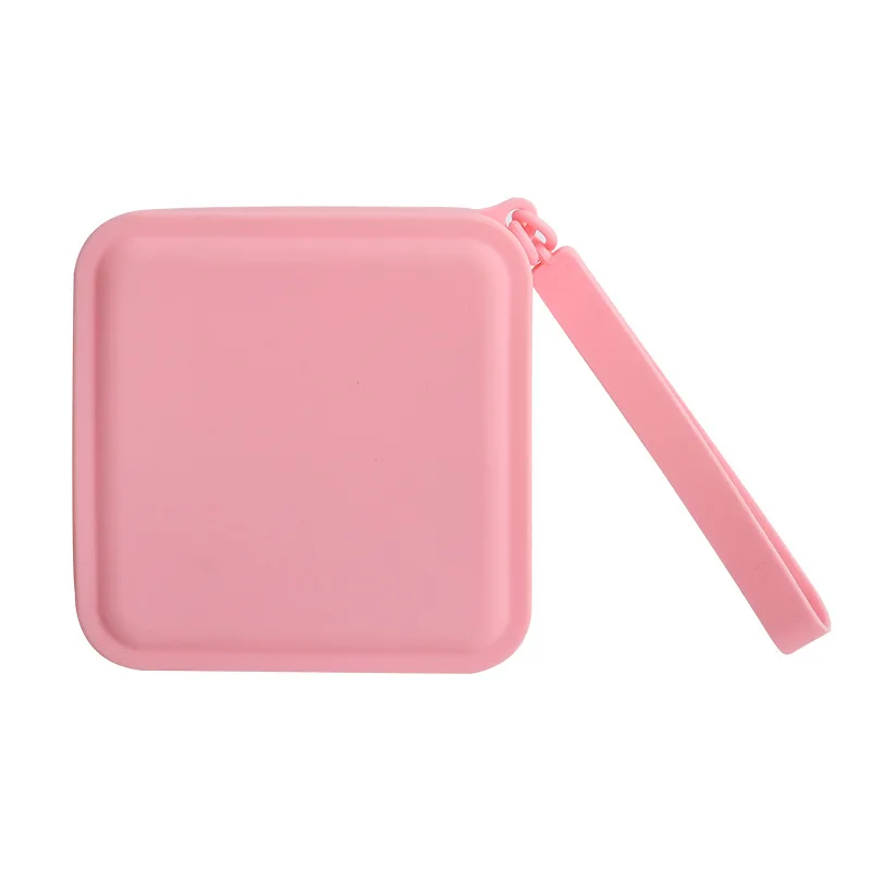 5pcs Coin Purses Women Silicone Plain Square Short Wallet With Wrist