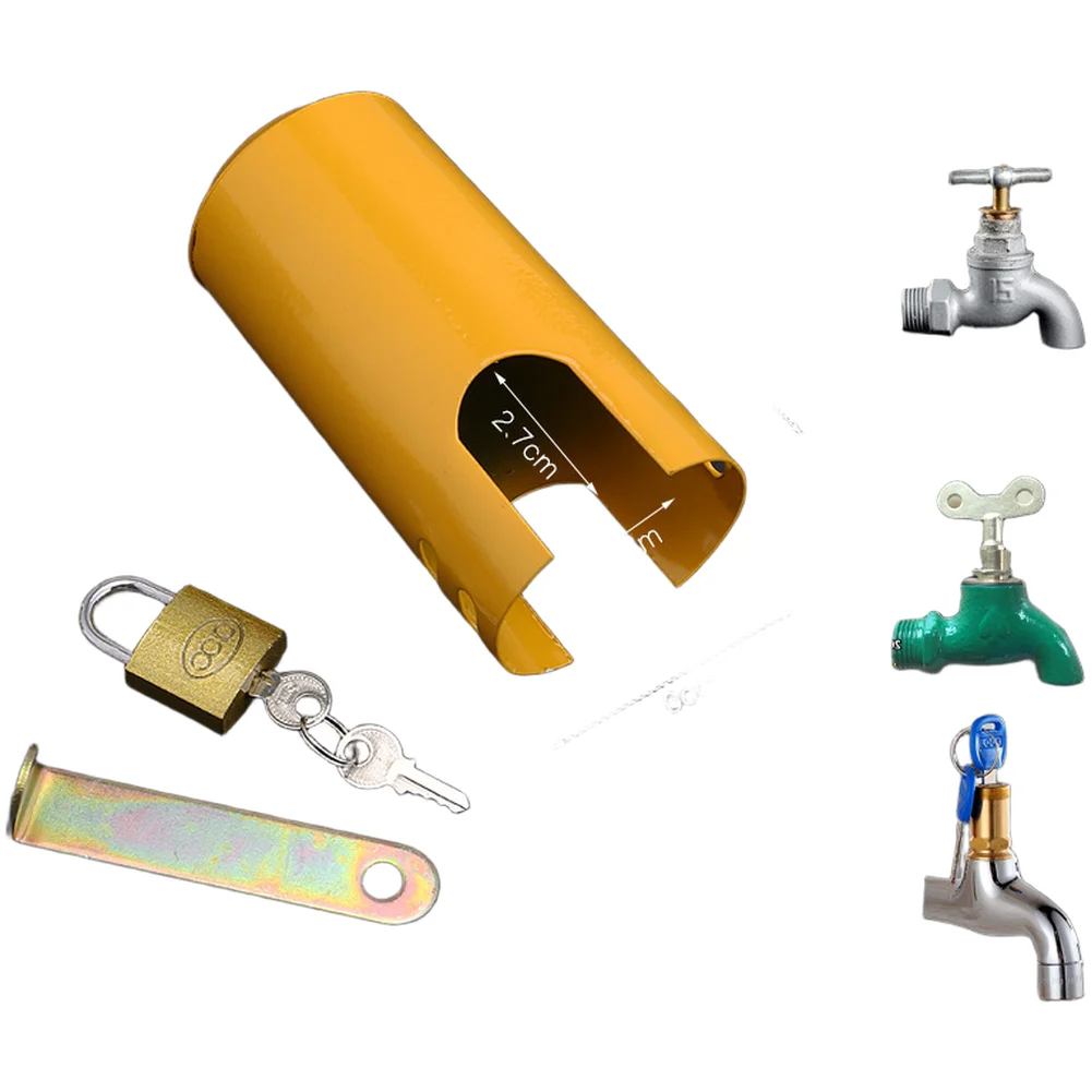 For Outdoor Faucets Faucet Lock Yellow,Blue,Silver Security Lock Iron Construction Core Locking Mechanism Standard Fit
