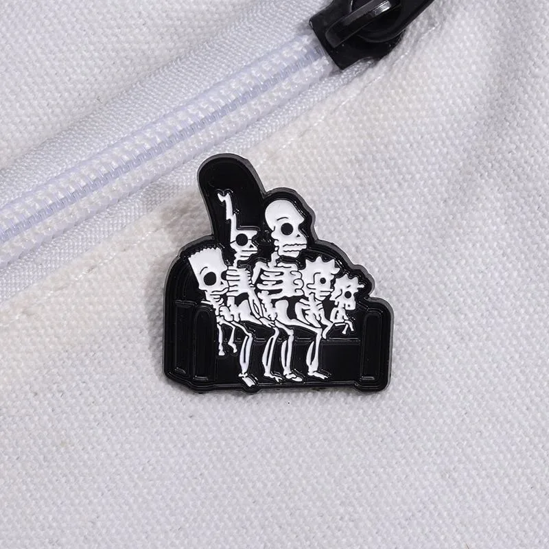 New Cartoon Anime Figure Brooch Funny Skeleton The Simpsons Metal Enamel Pin Halloween Series Clothing Decor Gift - view 5