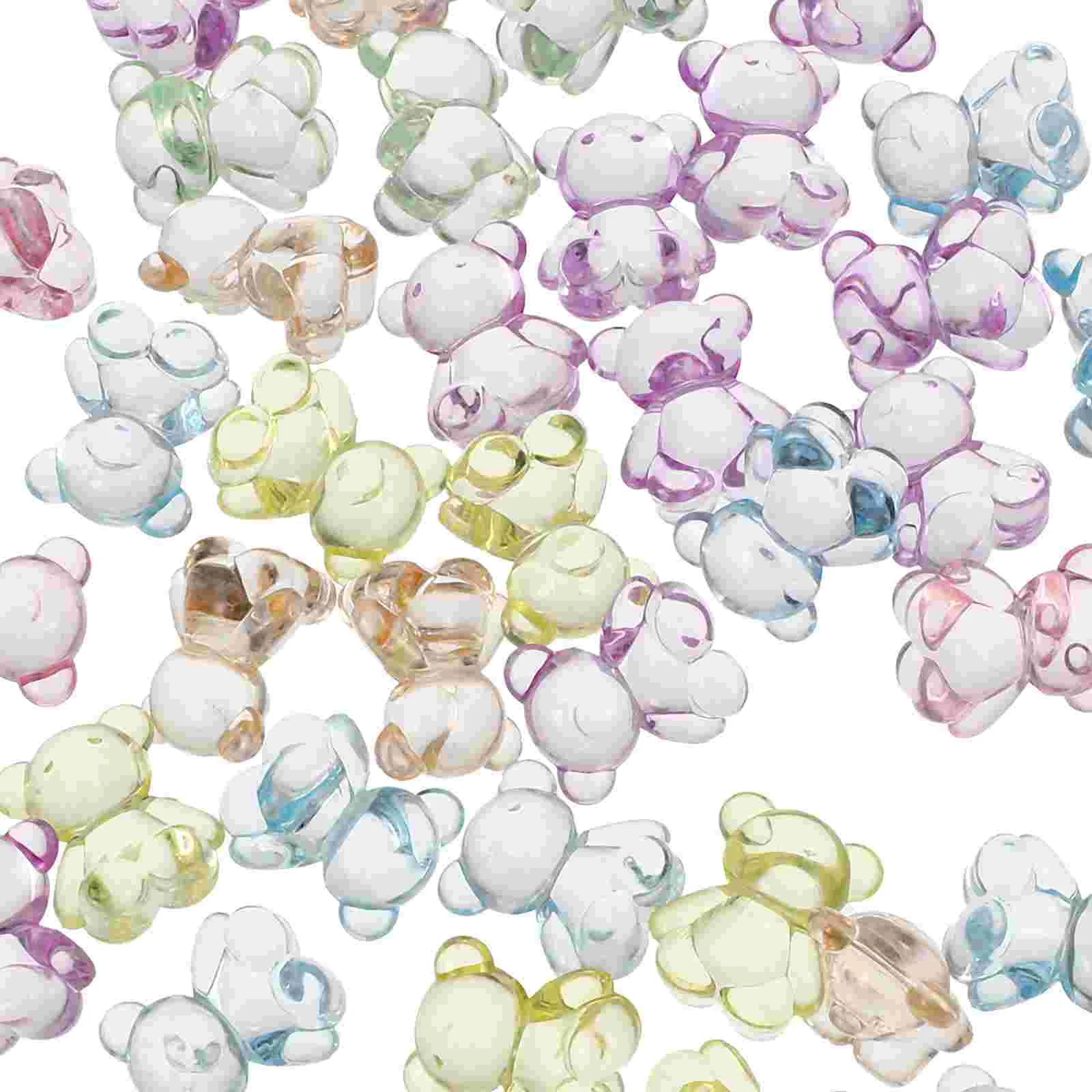 

100 Pcs Earring Charms Transparent Bear Beads for DIY Craft Scattered Shaped Necklace Jewelry Making