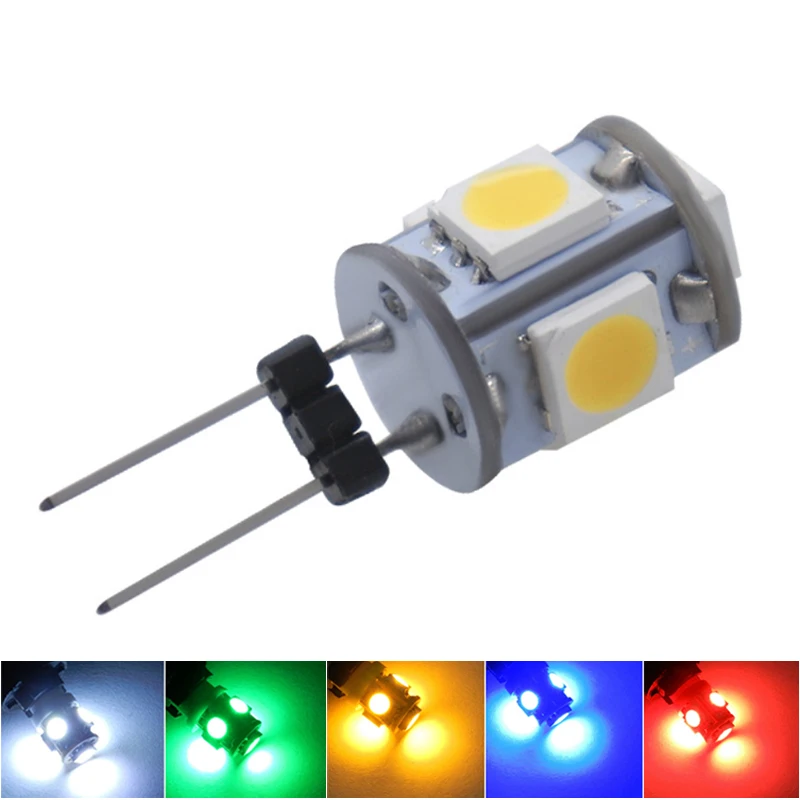 50pcs G4 12V 24V Car LED Instrument Lamp Indoor Crystal Decorative Lighting Vanity Mirror Bulb 5SMD 5050 Amber Warm White