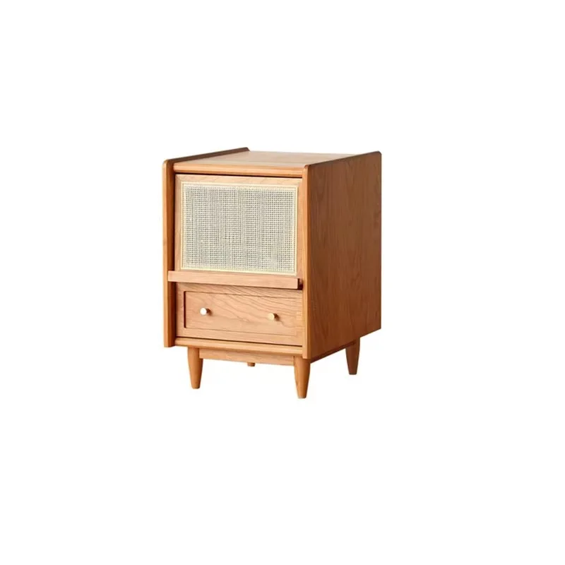 

Bedside table Solid wood small size Cherry wood ultra-narrow multi-functional bedside table Household