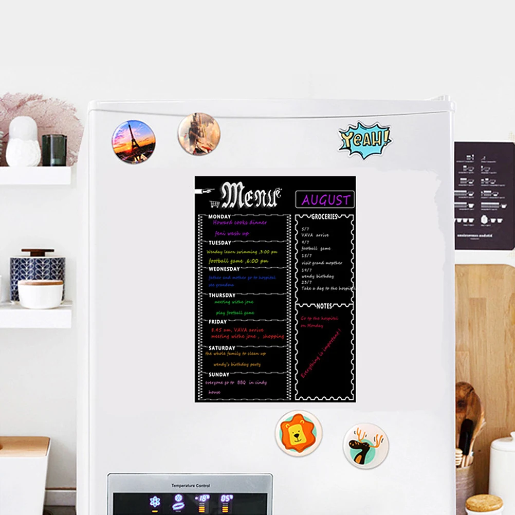 

Magnetic Weekly Planner Dry Erase Whiteboard Refrigerator Sticker Schedule Organizer To-Do Black 9 Grids Reusable