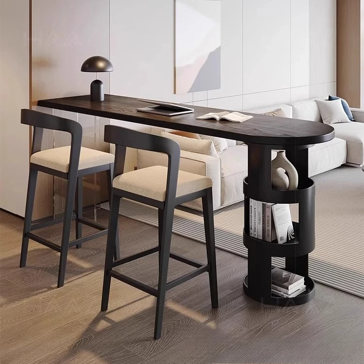 French solid wood bar table against the wall, living room partition acrylic strip table, sofa bar side cabinet creative high tab