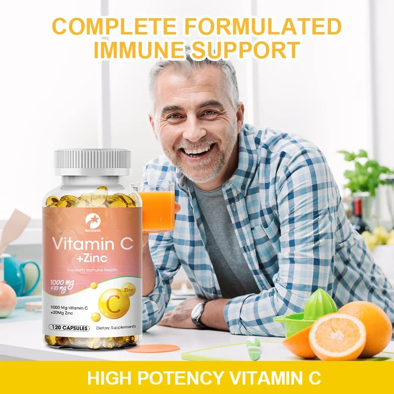 Vitamin C 1000mg with Zinc 20mg  Vitamin Dietery Supplement | Non-GMO & Gluten Free Vegan