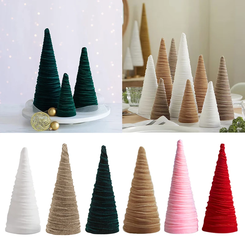 15/25/35cm Handmade Velvet Christmas Tree Desktop Ornament Small Pine Tree For Table Decor Christmas Party Supply New Year Gift