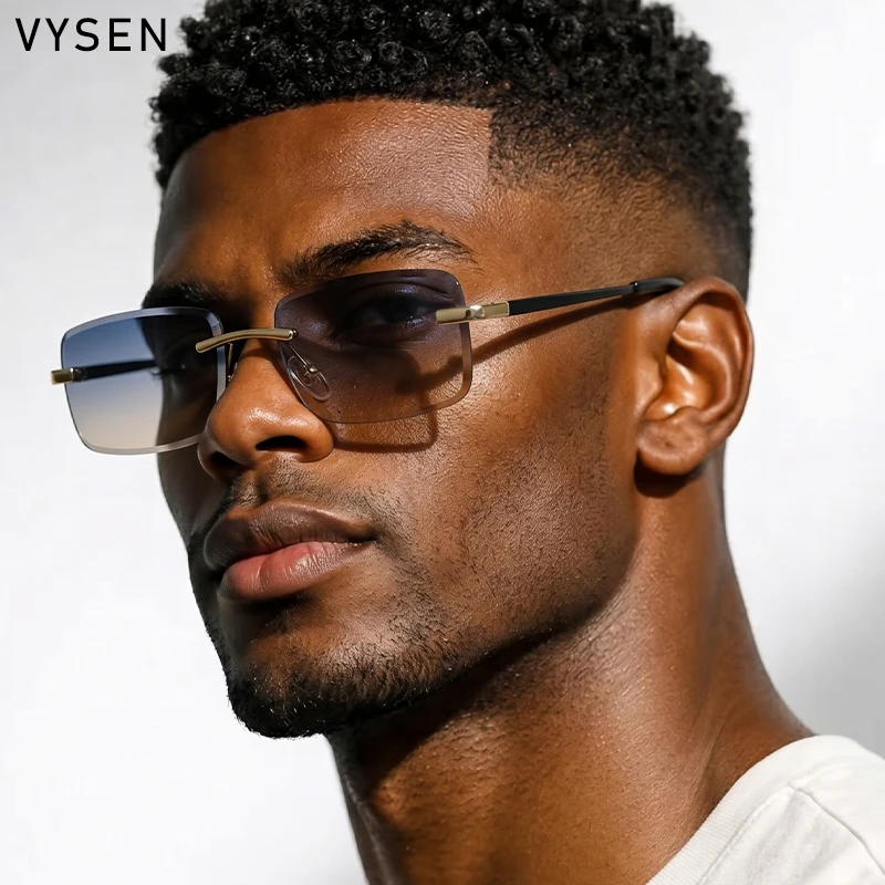 

Hip Hop Rectangle Rimless Sunglasses Men 2026 Luxury Designer Vintage Small Frame Sun Glasses Frameless Y2K Punk Driving Shades