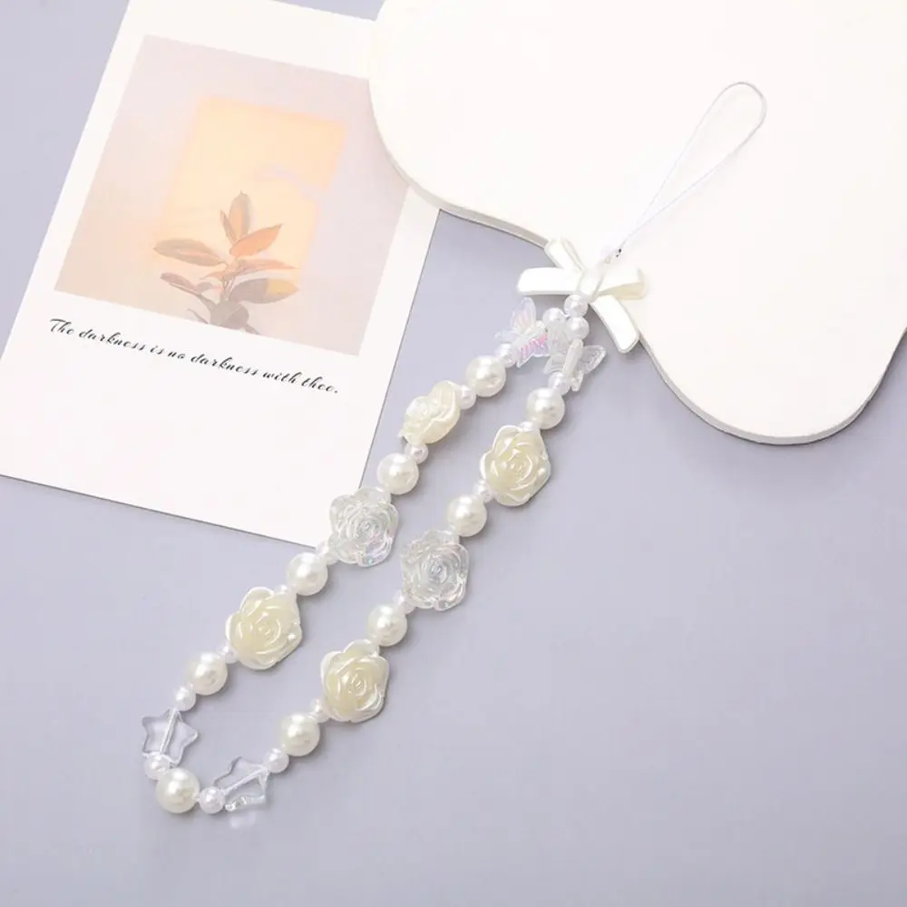 Ins Handmade Beaded Phone Lanyard Wrist Strap Beaded Pearl Phone Chain Anti Loss Sling Colorful Cellphone Charm Bag Pendant