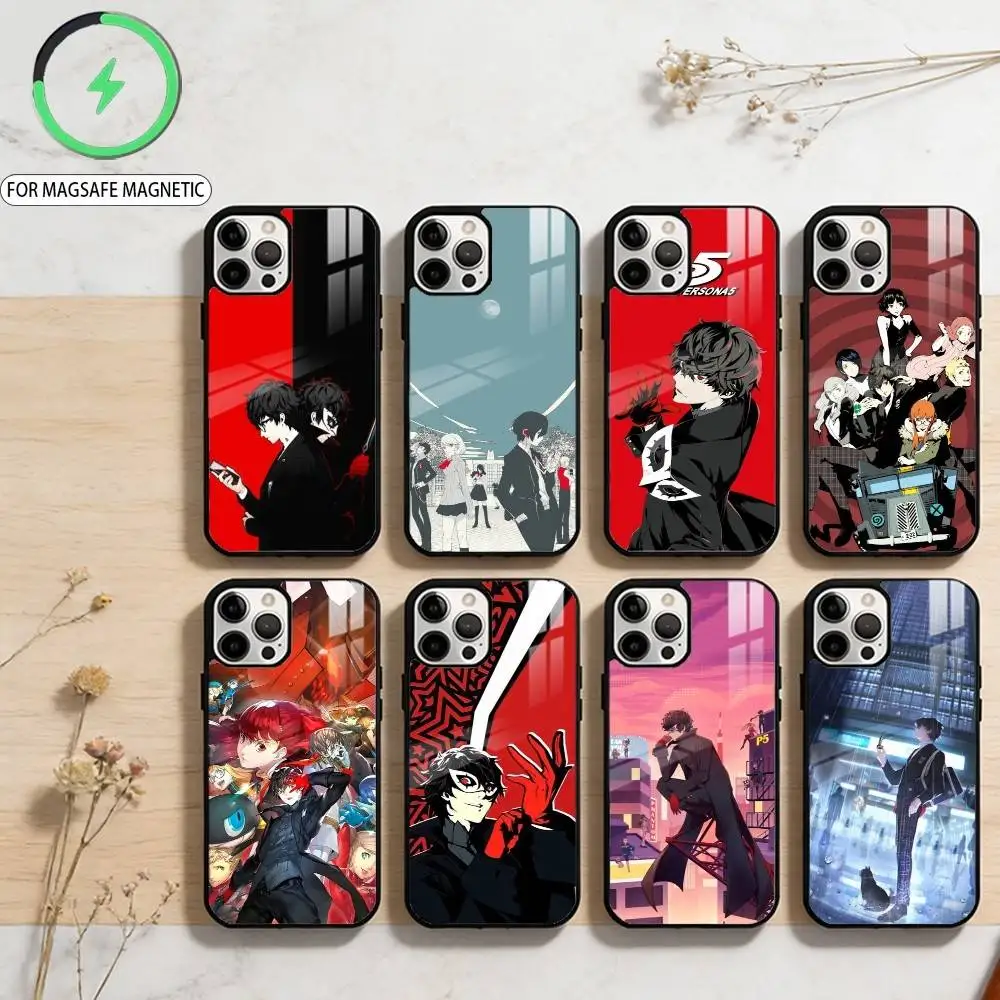 

Hot Anime P-Persona 5 Phone Case For iPhone17,16,15,14,13,12,11 Plus,Pro Max Magnetic For Magsafe Wireless Charging