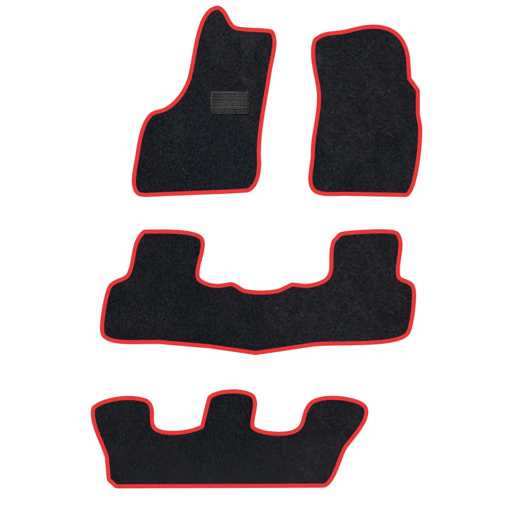 Car Floor Mat For   Audi Q7 2016–present 4M 7Seats  Polyester suede Anti Slip black Backing red Binding Trim Edge