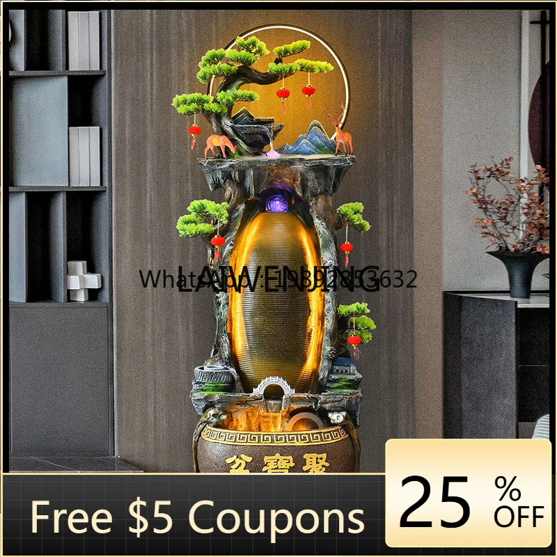 

B1 rockery flowing water fountain fish tank curtain wall entrance ecological decoration ornament