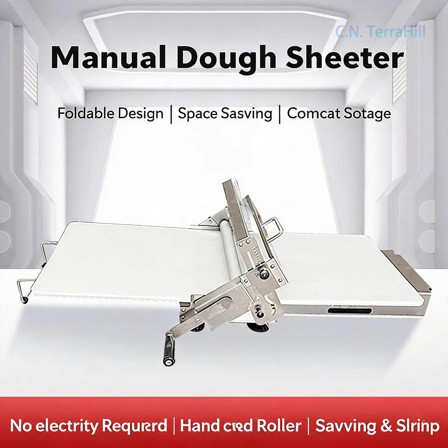 Hand Crank Laminating Machine Countertop Manual Dough Sheeter for Croissant Tart Pastry Making