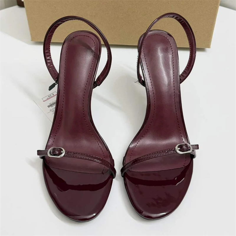 Designer-Gürtelschnallen-Sandalen für Damen, modische offene Zehenpartie, dünne High Heels, Bankettschuhe, Sommer Zapatos De Mujer