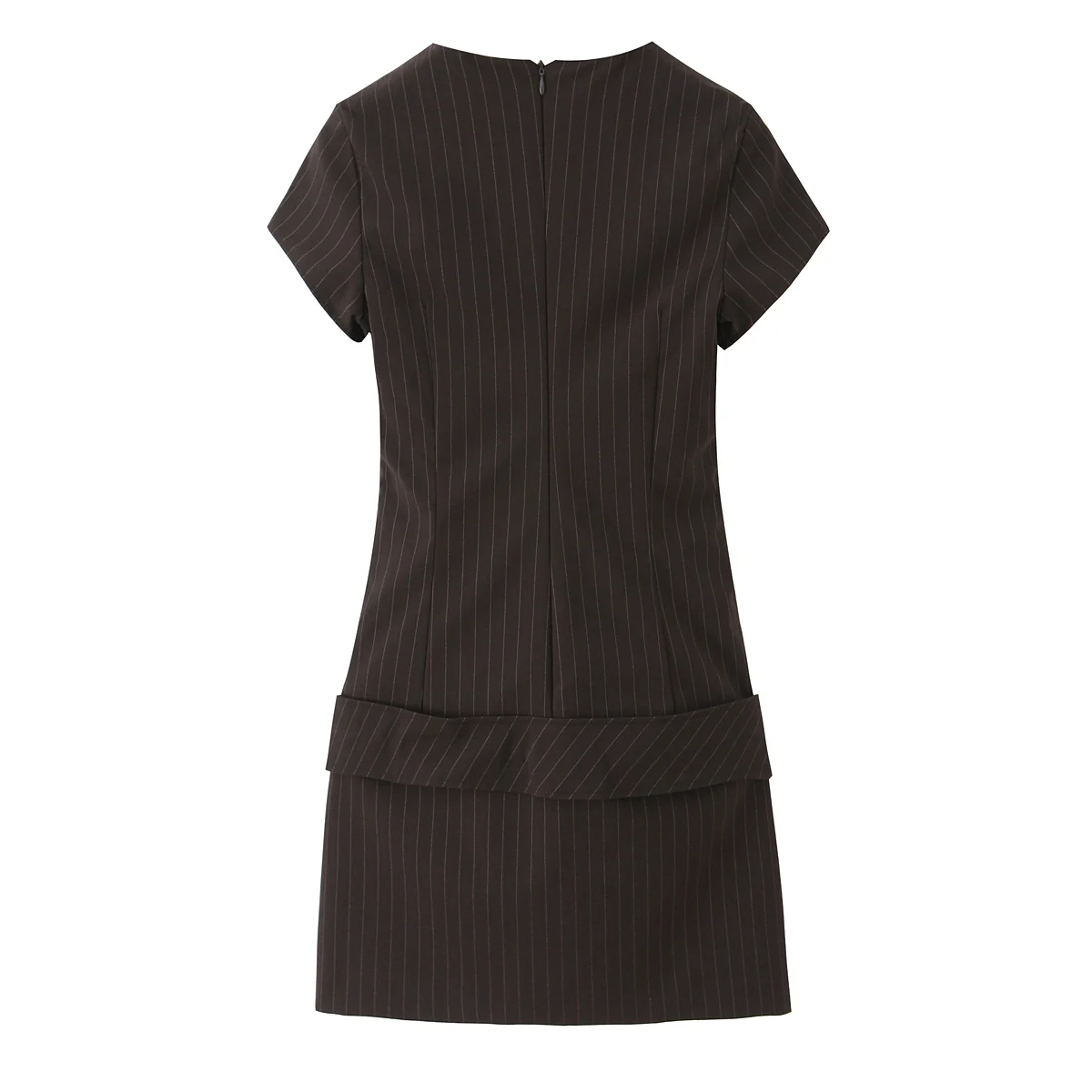 Mini abito da donna con cintura O-Collo Collor Slim Solid Back Zipper Impiombato Abiti a trapezio a vita media Abiti chic autunnali femminili