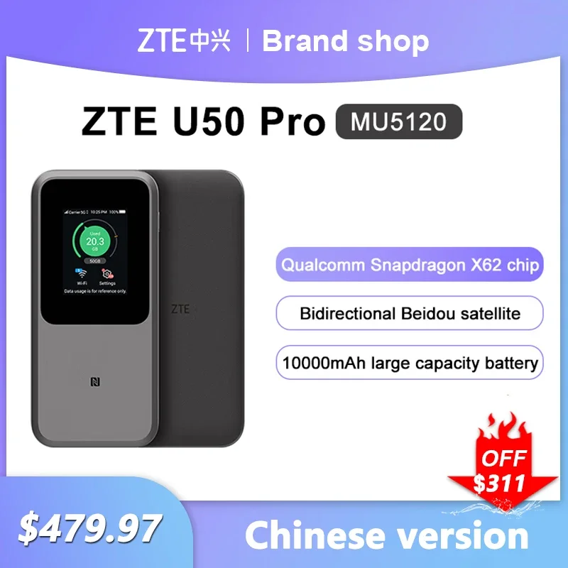 

Original ZTE MU5120 Mobile Wi-Fi Router 3600Mbps WIFI 6 Signal Repeater Modem 5G Sim Card 10000mAh Portable Hotspot Pocket