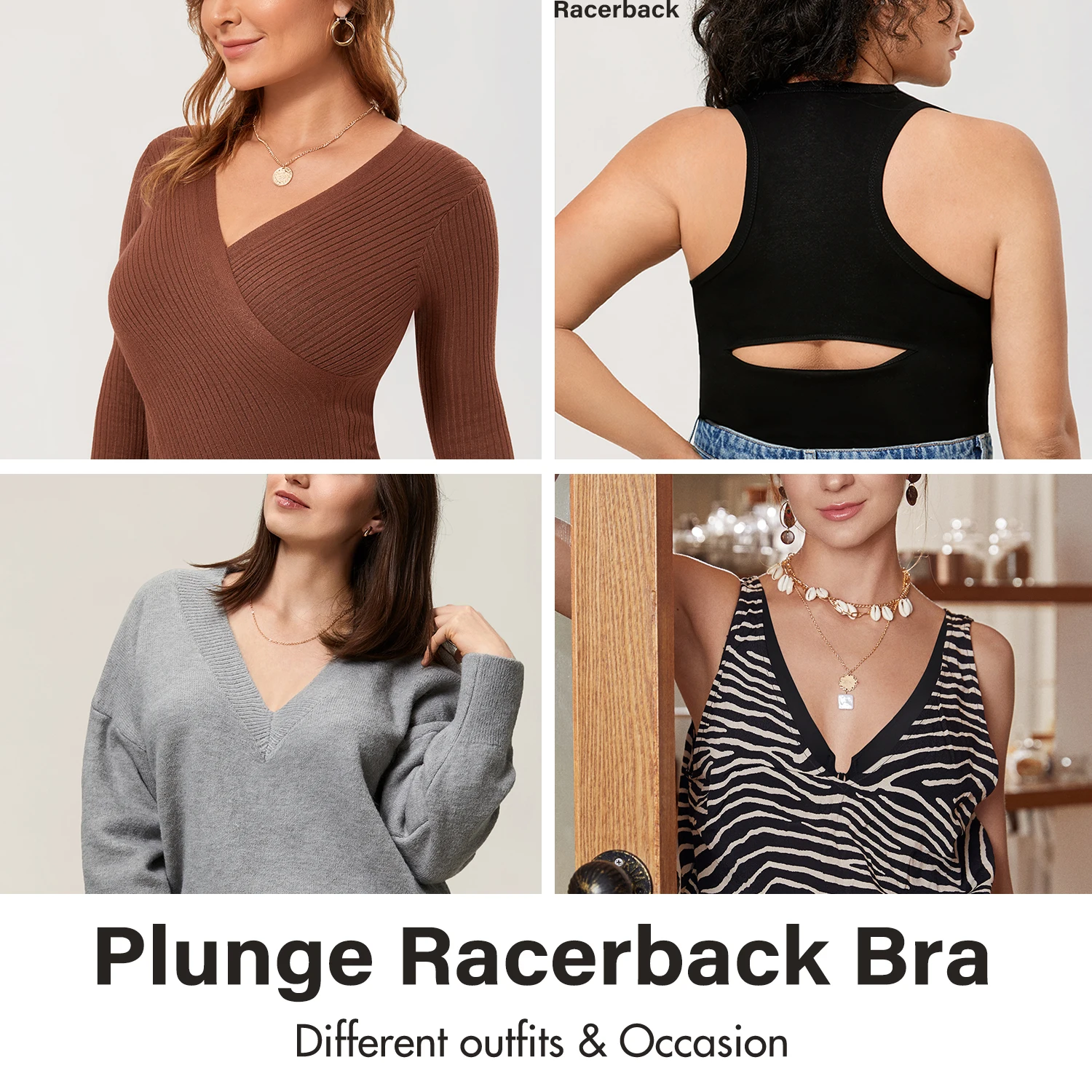 Women's Front Closure Bras Seamless Unlined Racerback Plus Size Bra Smooth T-back Underwire Plus Size DD E F G H 42 44 46