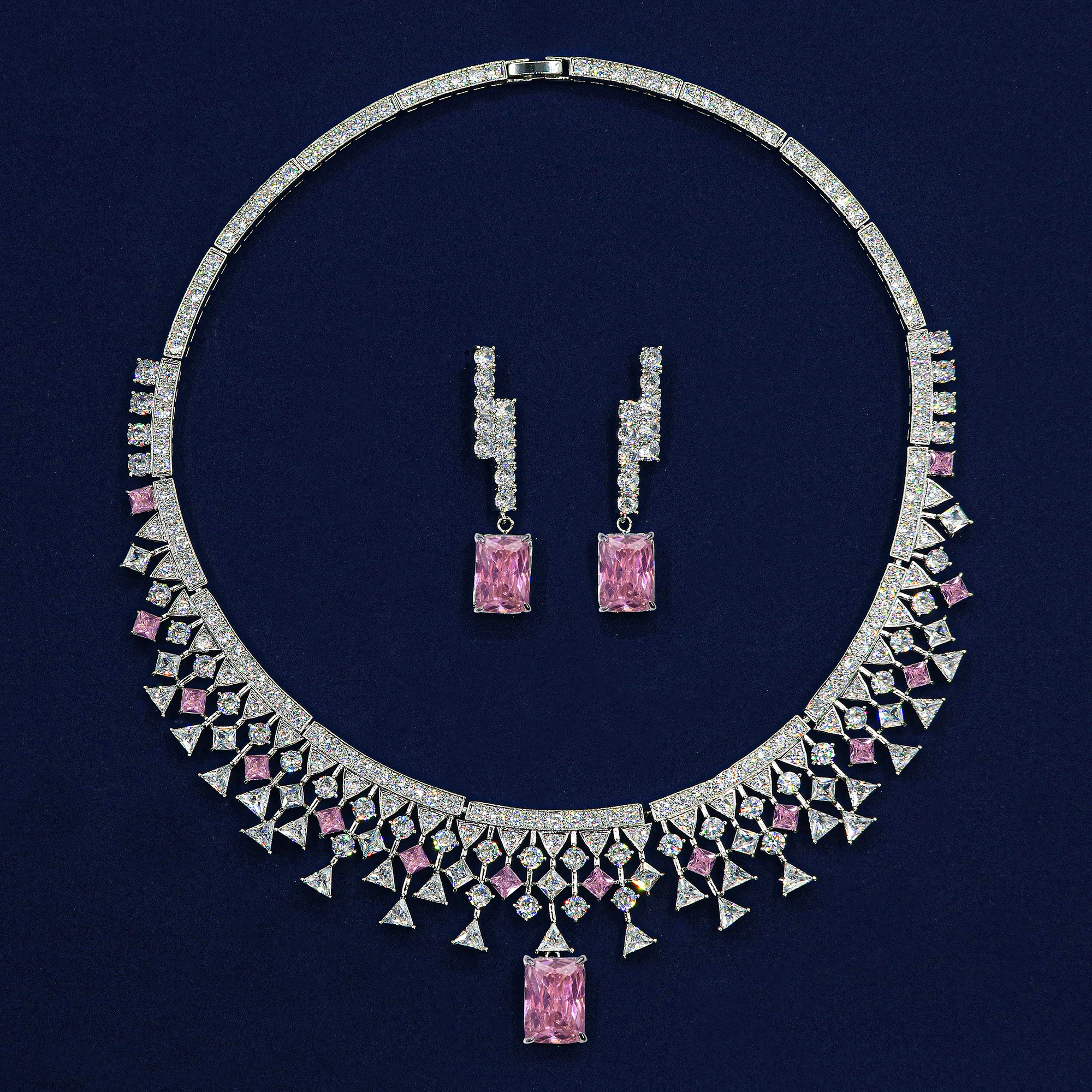 3 pieces/set of simple and exquisite zircon necklace earrings set suitable for brides or dinner accessories