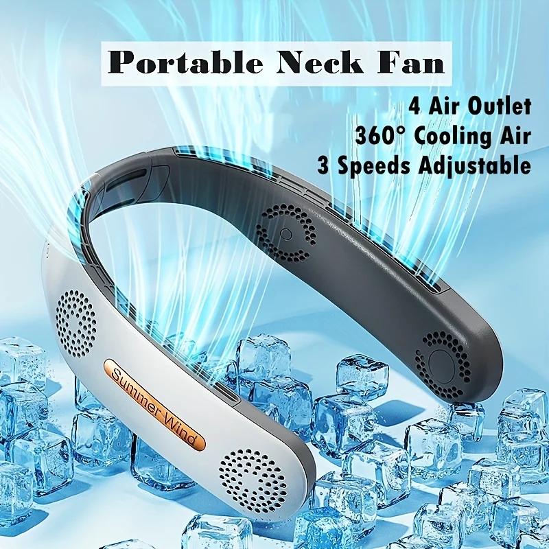 1pc Portable Hanging Neck Fan Bladeless Fan, Small USB Fan For Outdoor Sports, With Large-capacity Rechargeable Battery, Adjusta