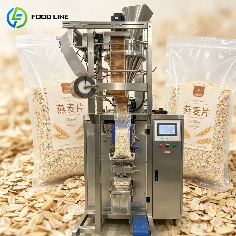 High Efficiency Cereal Packing Machine For Oats Breakfast Flakes Grain Food Vertical Pouch Packaging Line Customized