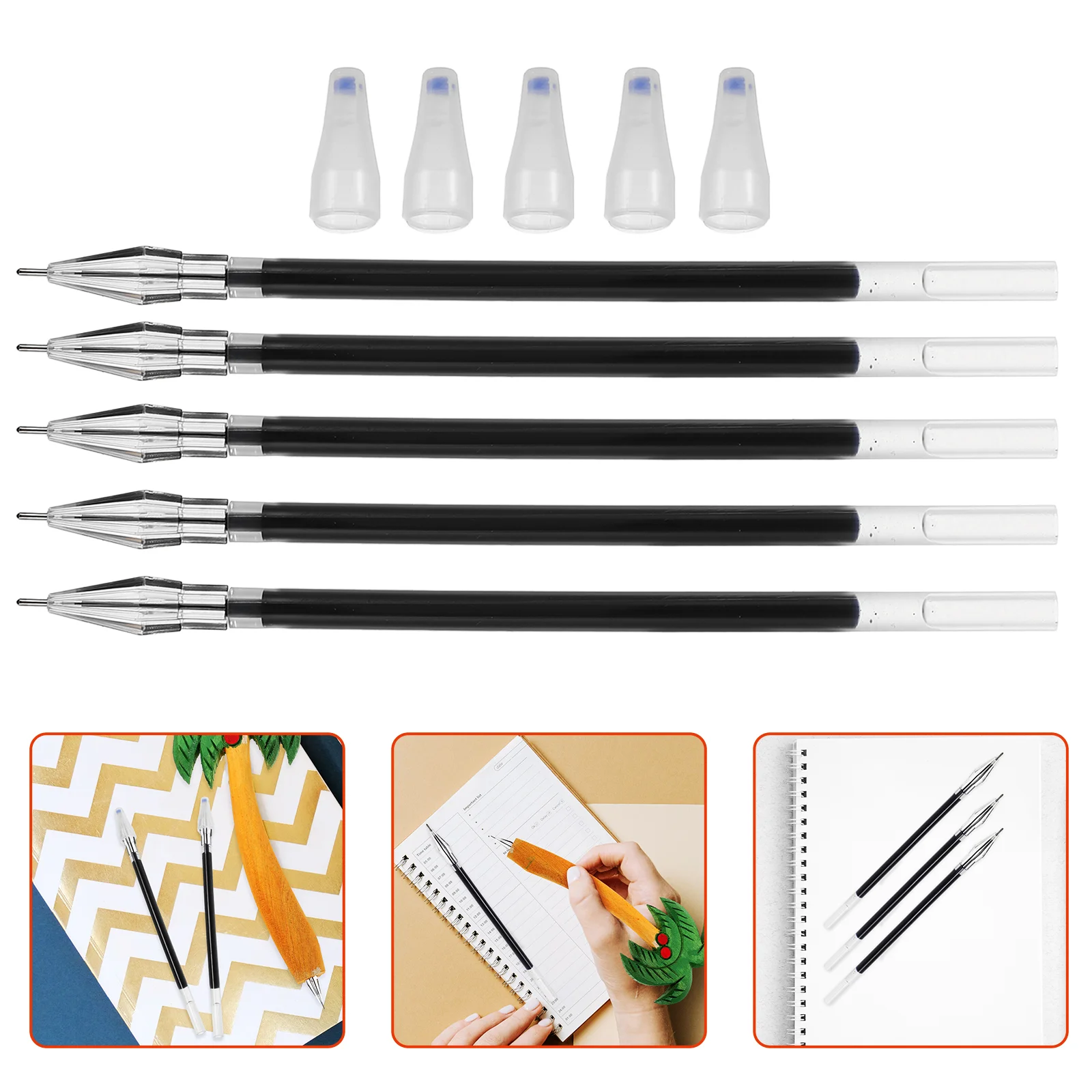 30 Pcs Wood Carving Refill Writing Pen Ink Refills Diamond Head Black Plastic Gel