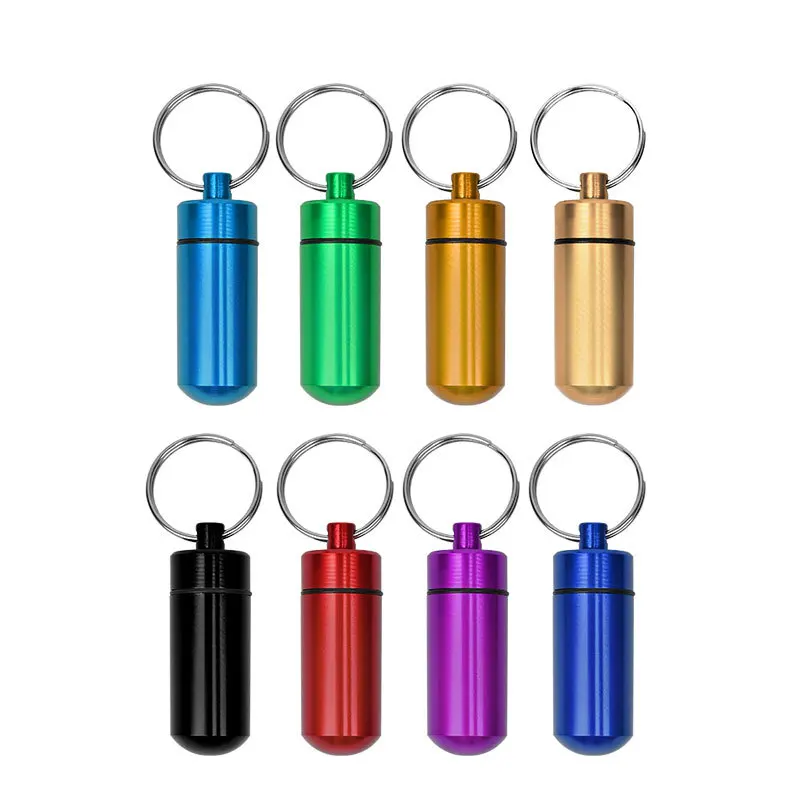 

Outdoor circular emergency aluminum alloy small medicine bottle multifunctional portable keychain waterproof cartridge box seale