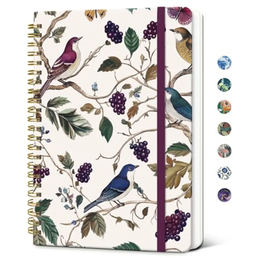 

Spiral Journal Notebook for Women, Pretty Hardcover Lined Notebook for Work and Note Taking, Aesthetic Cute Journal for Writing