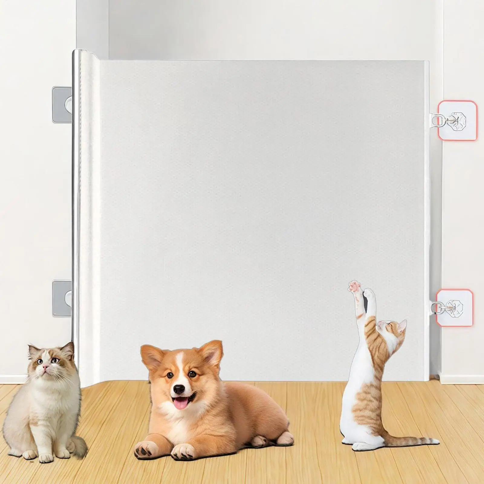 Dog Gates for Doorways Door Gate for Dogs Retractable Wide Barrier No Drilling Screen Pet Supplies Child Safety for Hallways
