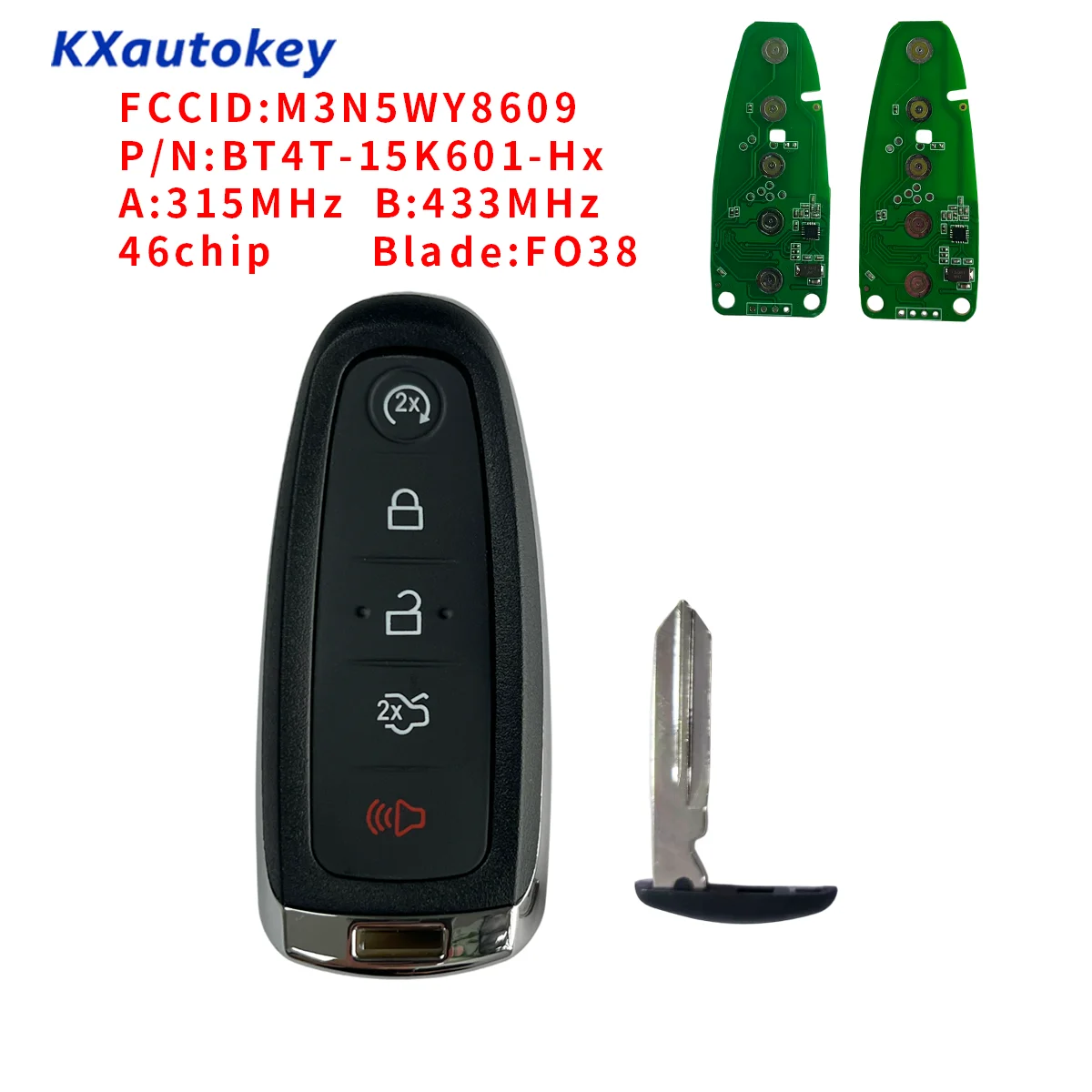 Para Lincoln/Para Ford Focus Taur Edge Escape Flex Focus Taurus 2011-2018 Llave de Coche Remota con Chip ID46 315/433mhz FCCID:M3N5WY8609 P/