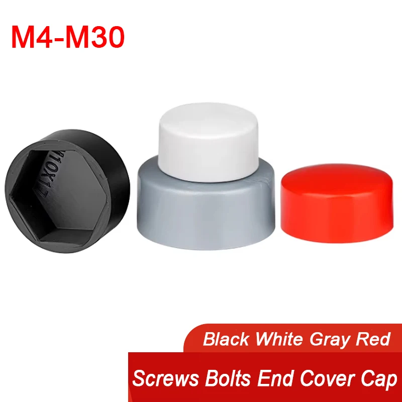 M4 M5 M6 M8 M10 M12 M14 M16 M18-M30 PE Plastic Hexagonal Nut Cap Protective Cover Dust-proof Screw Decorative Cap Bolt End Cover