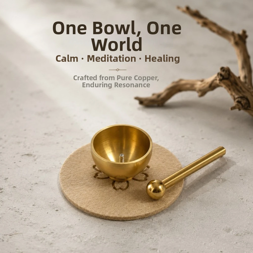 Mini Singing Bowl Set Handmade with Mallet and Ball Meditation Sound Bowl Relaxing Sound Brass Copper Chant Bowl