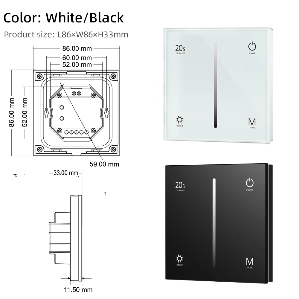 AC110V 220V 230V Touch Glass Panel AC Triac Dimmer Switch for dimmable LED lamp, traditional incandescent ,halogen lights