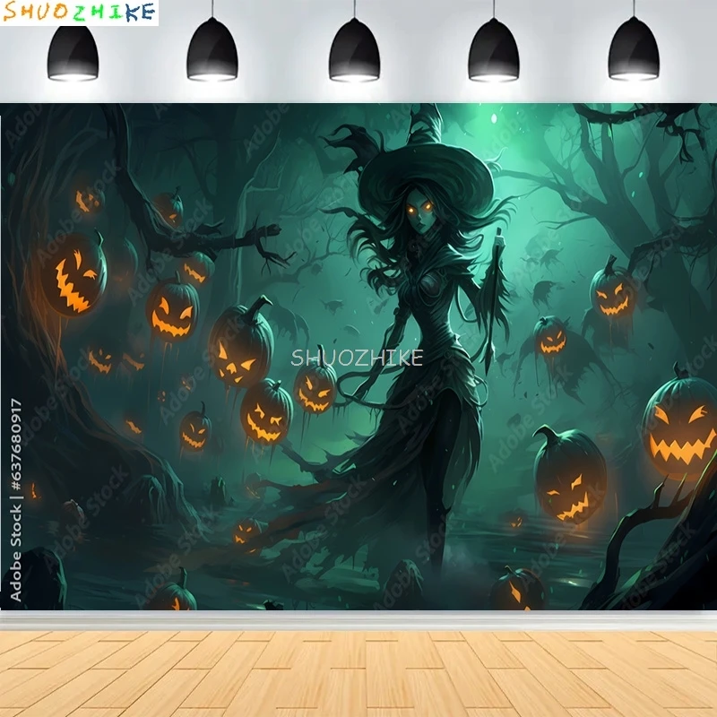 Хэллоуин День Темный кладбище Сцена Фотофоны Замок Крендовище Фестиваль ужасов Вечеринка Фотостудия Фон KB-03