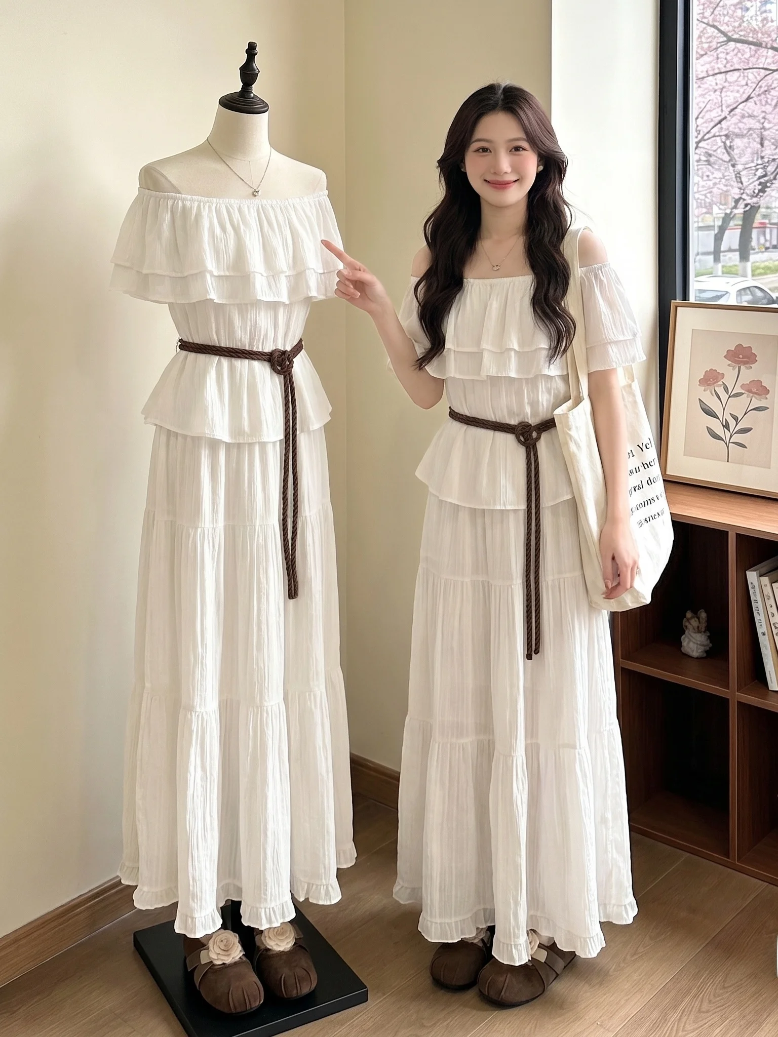 

Summer Fashion Set Women's plus Size One Shoulder Shirt And Half Skirt Cute Elegant Two Piece Suite Commute Style Casual Wear