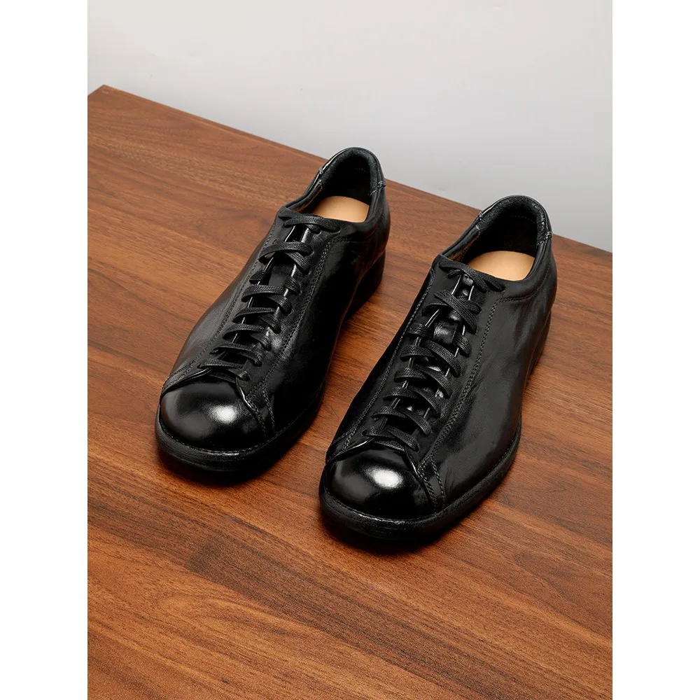 Genuine Leather Sole Retro Washed Horsehide Handmade Men Shoes Business Casual Breathable Summer Leather Shoes