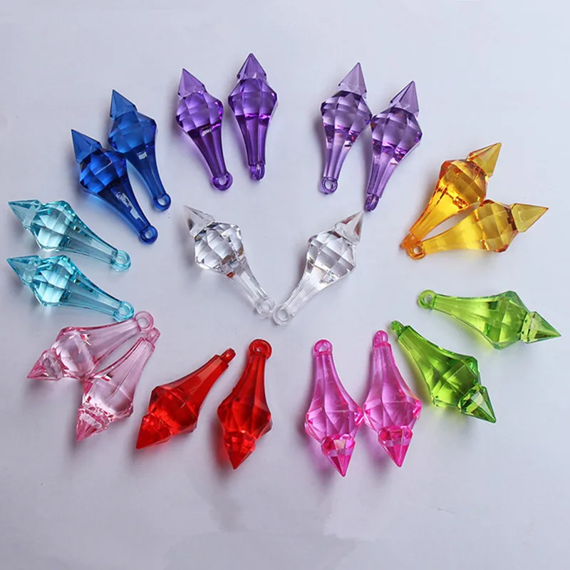 

20Pcs Acrylic Beads Crystals 18*46mm Hanging Pendant Pointed Drop Chandelier Wedding Party DIY Home Decoration