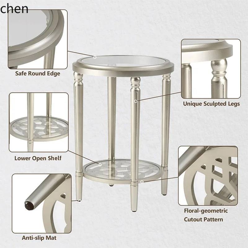 CZ Cross-Border Wholesale Modern Minimalist Mirror Glass Small Coffee Table Living Room Sofa Creative Small Side Table
